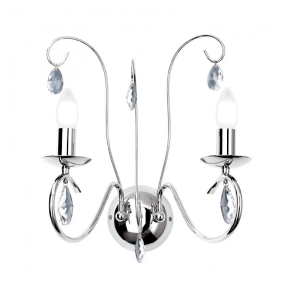 Wandleuchte Ancona chrom mit Kristallbehang