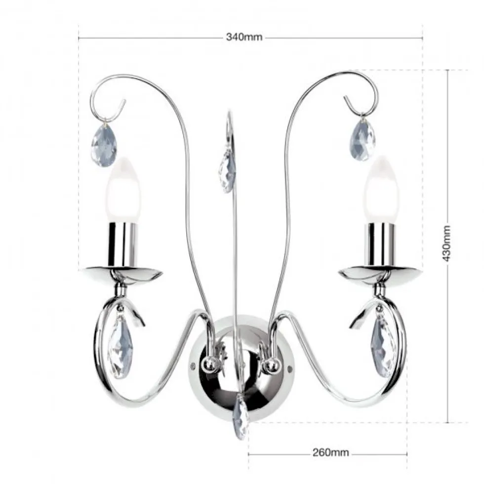 Wandleuchte Ancona chrom mit Kristallbehang