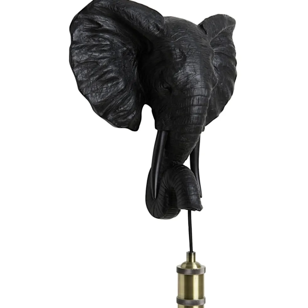 Wandleuchte Elefant Egon schwarz Höhe 36 cm