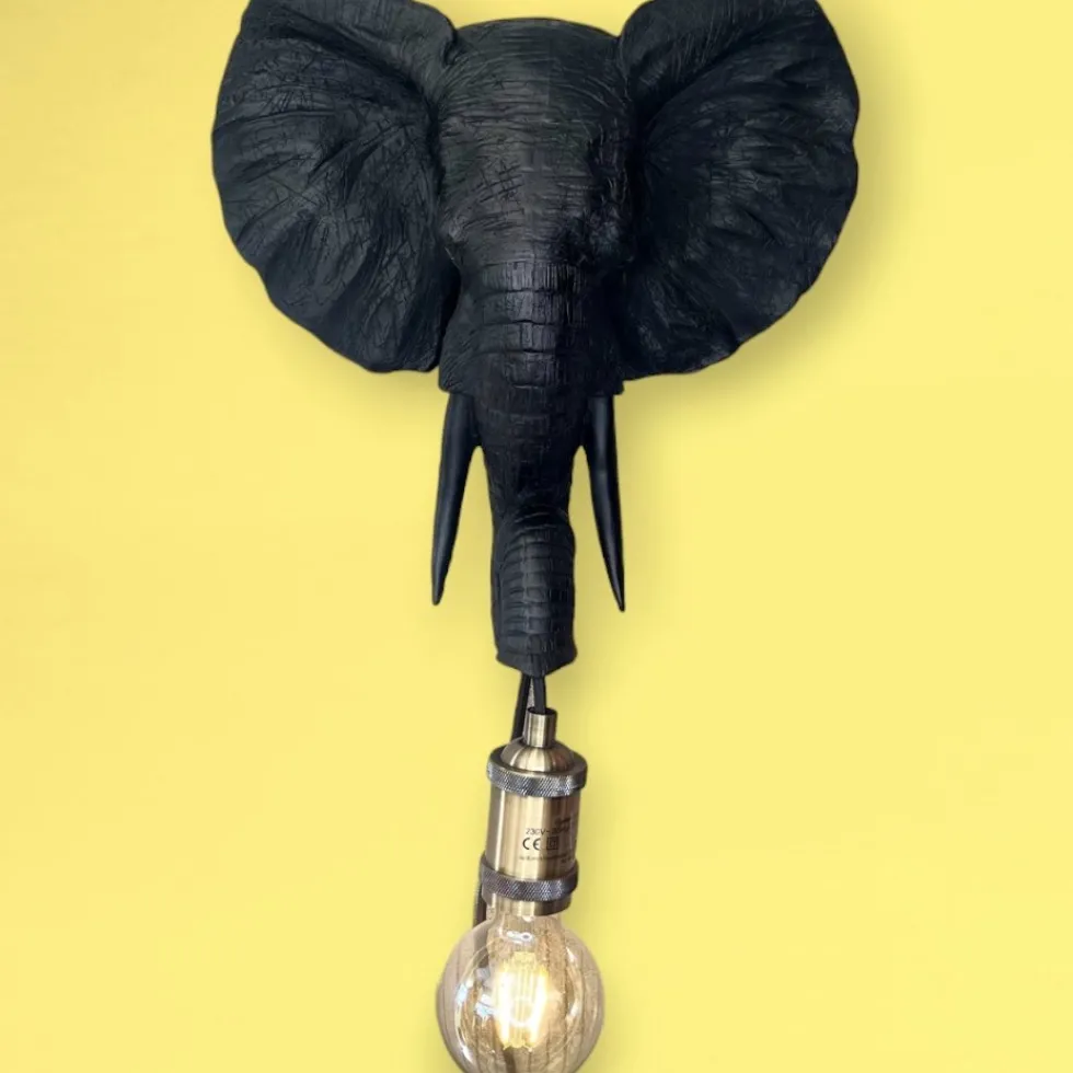 Wandleuchte Elefant Egon schwarz Höhe 36 cm