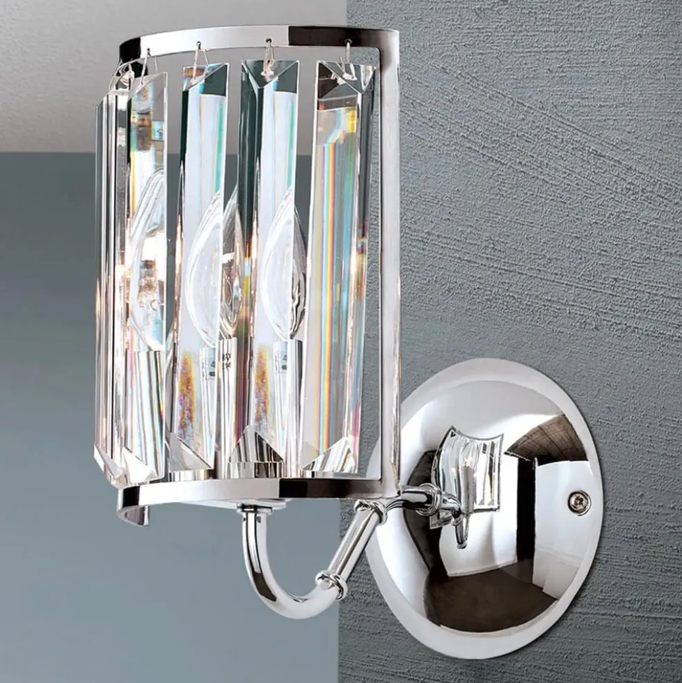 Wandleuchte Grado chrom mit Kristallbehang