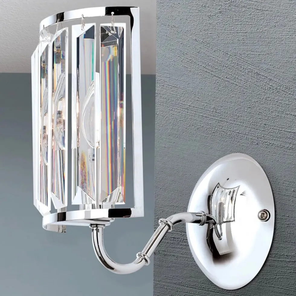 Wandleuchte Grado chrom mit Kristallbehang