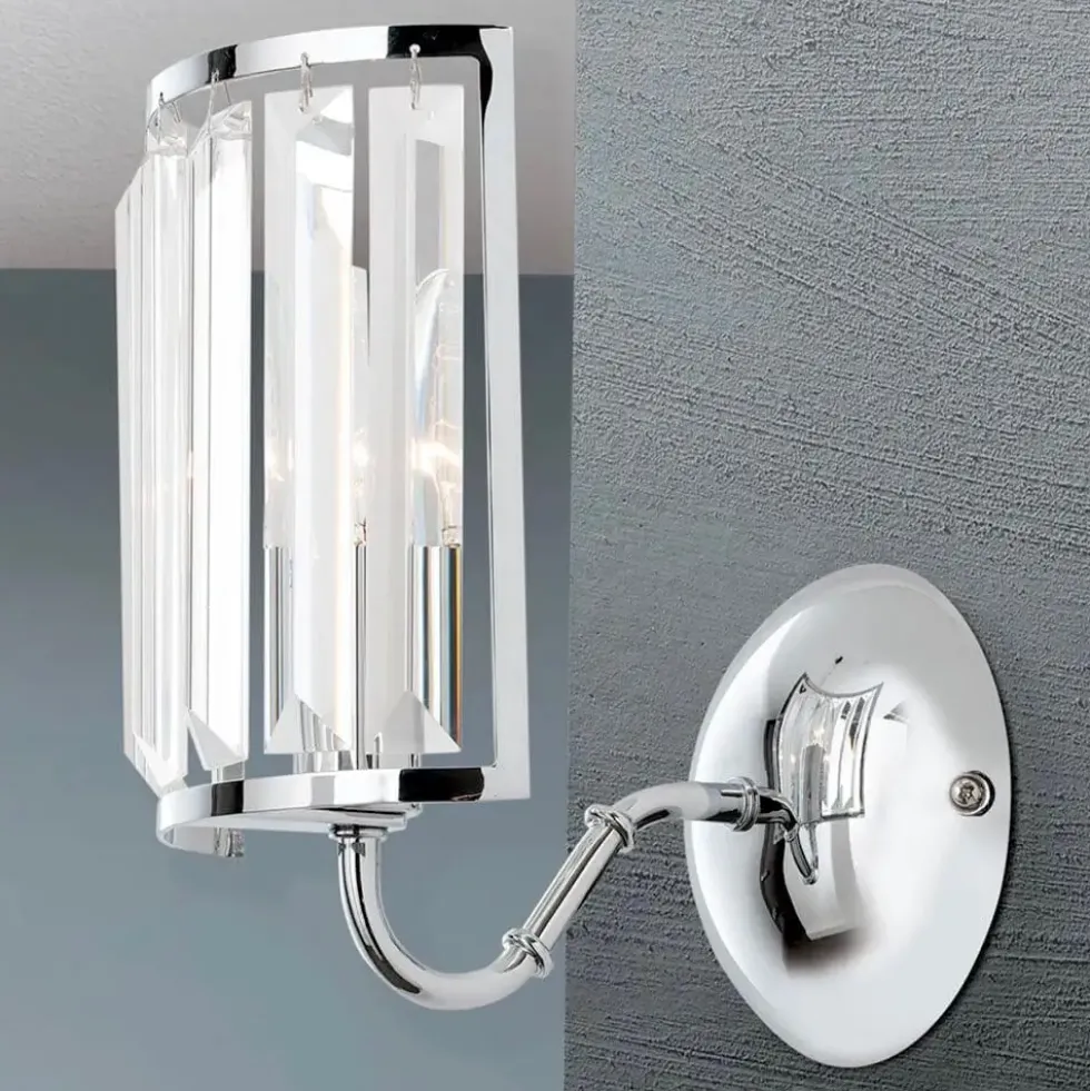 Wandleuchte Grado chrom mit Kristallbehang
