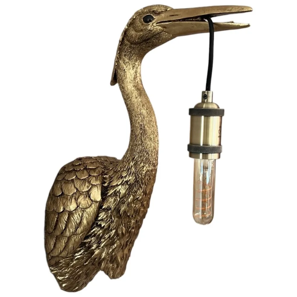 Wandleuchte Kranich gold Kalli Höhe 48 cm