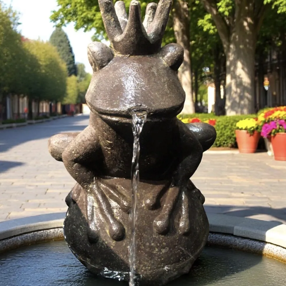 Wasserspiel Garten Froschprinz Wasserspeier Höhe 55 cm