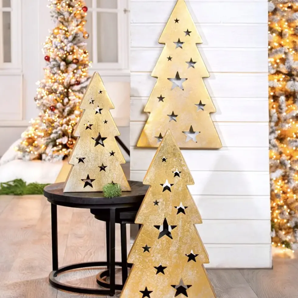 Weihnachtsbaum Metall Tannenbaum gold Starry