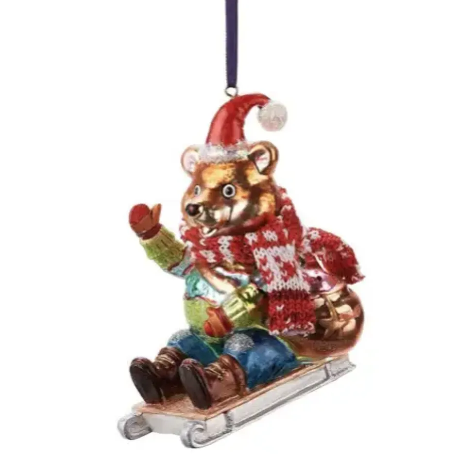 Weihnachtsbaumschmuck Bär MIT SCHLITTEN GiftCompany H 11 cm