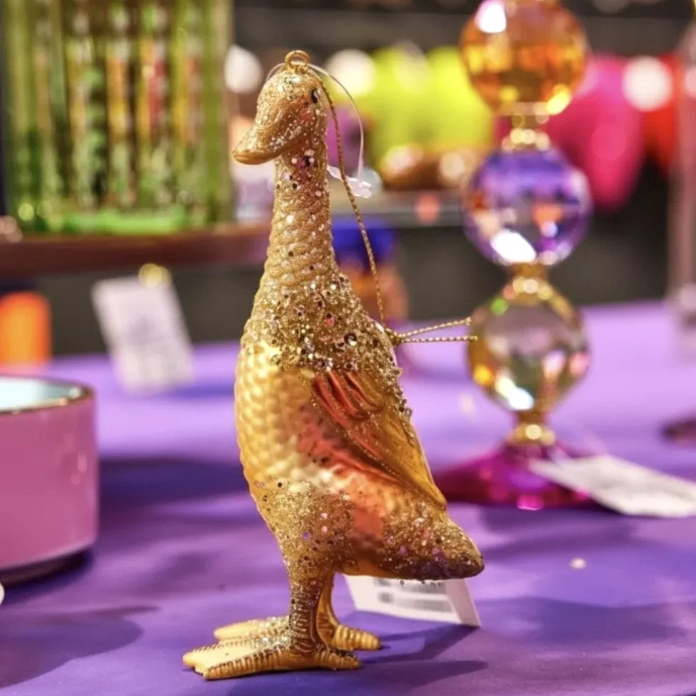 Weihnachtsbaumschmuck Ente Ducky gold 12 cm