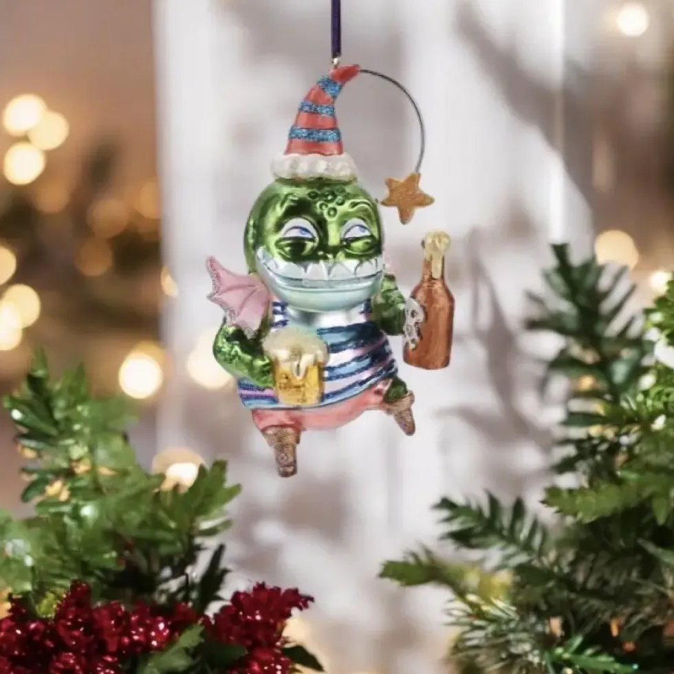 Weihnachtsbaumschmuck FISCH MIT FLASCHE GiftCompany H 13 cm