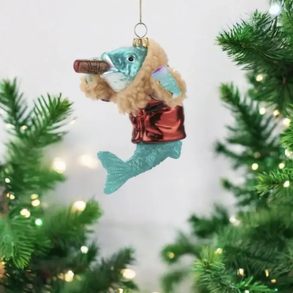 Weihnachtsbaumschmuck FISCH MIT ZIGARRE GiftCompany H 11 cm