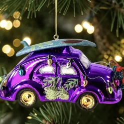 Weihnachtsbaumschmuck Käfer lila Surfing Xmas