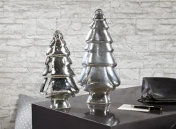 Weihnachtsdeko Glastanne Loke flach Altsilber