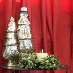 Weihnachtsdeko Glastanne Loke flach Altsilber