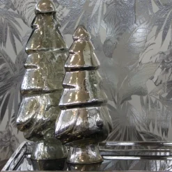 Weihnachtsdeko Glastanne Loke flach Altsilber