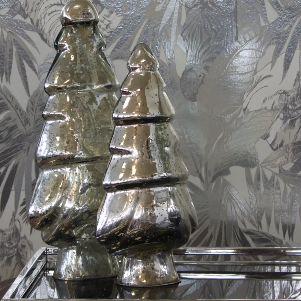 Weihnachtsdeko Glastanne Loke flach Altsilber