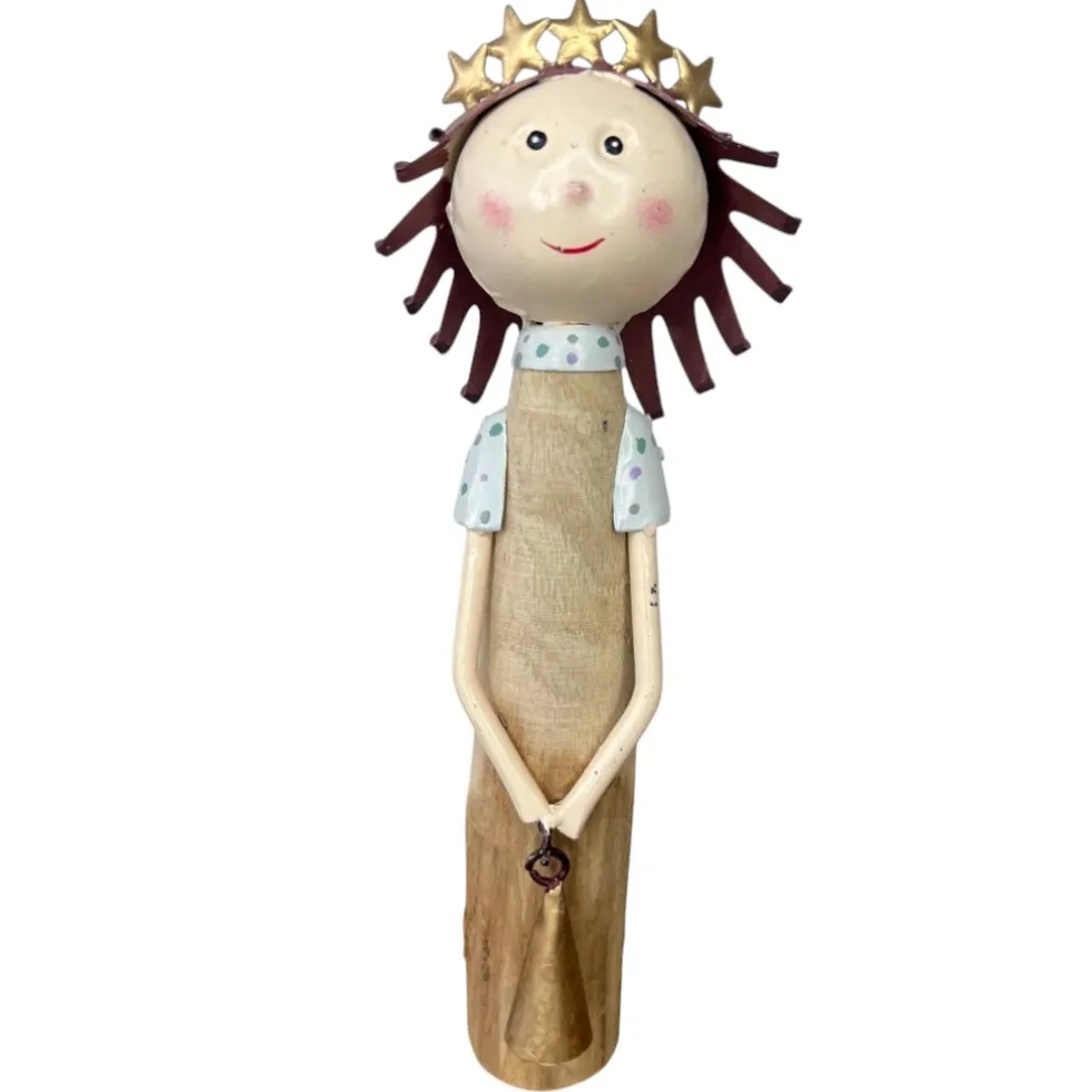 Weihnachtsdeko Holz Engel ALENJA mit Stern Höhe 27 cm