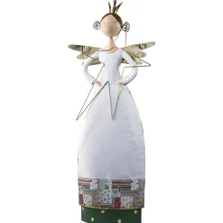 Weihnachtsdeko Metall Engel mit LED-Stern Höhe 158 cm