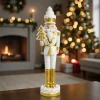 Weihnachtsdeko Nussknacker Noce weiß gold GiftCompany Höhe 94 cm