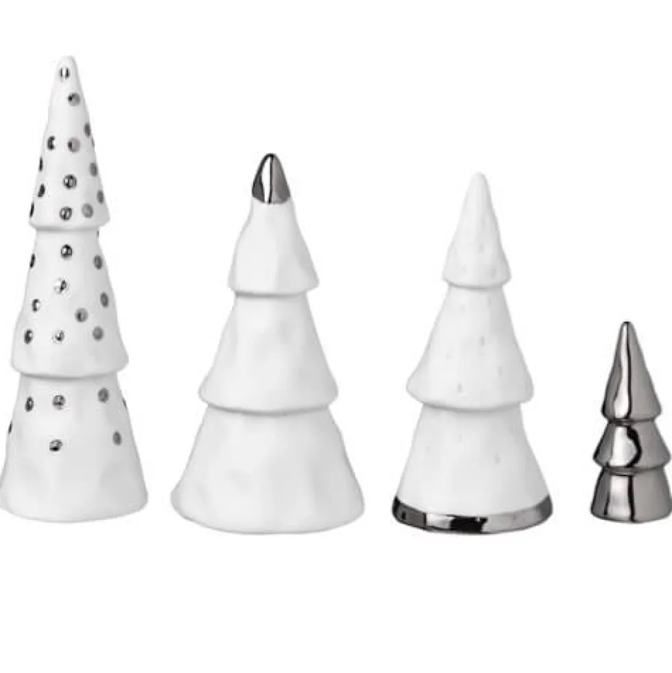 Weihnachtsdeko Tisch Porzellan 4er Set Räder Design WEIHNACHTSWALD