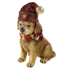 Weihnachtsdeko Werner Voß Hund Henning mit Bommelmütze Höhe 27 cm