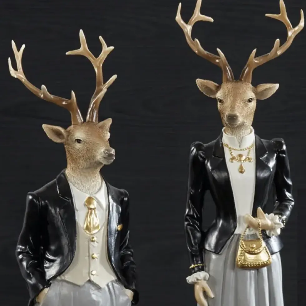 Weihnachtsfigur Galano Hirsch Kaheku 2er Set schwarz Höhe 35 cm