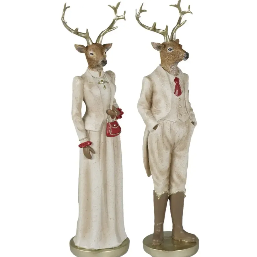 Weihnachtsfigur Galano Hirsch Kaheku 2er Set creme Höhe 35 cm