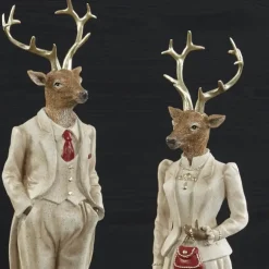 Weihnachtsfigur Galano Hirsch Kaheku 2er Set creme Höhe 35 cm