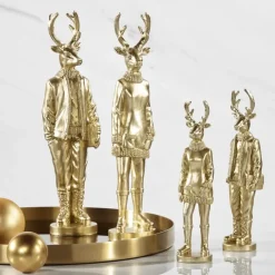 Weihnachtsfigur Hirsch Perkins 2er Set gold Höhe 35 cm
