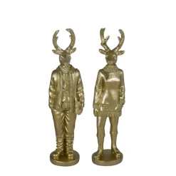 Weihnachtsfigur Hirsch Perkins 2er Set gold Höhe 35 cm