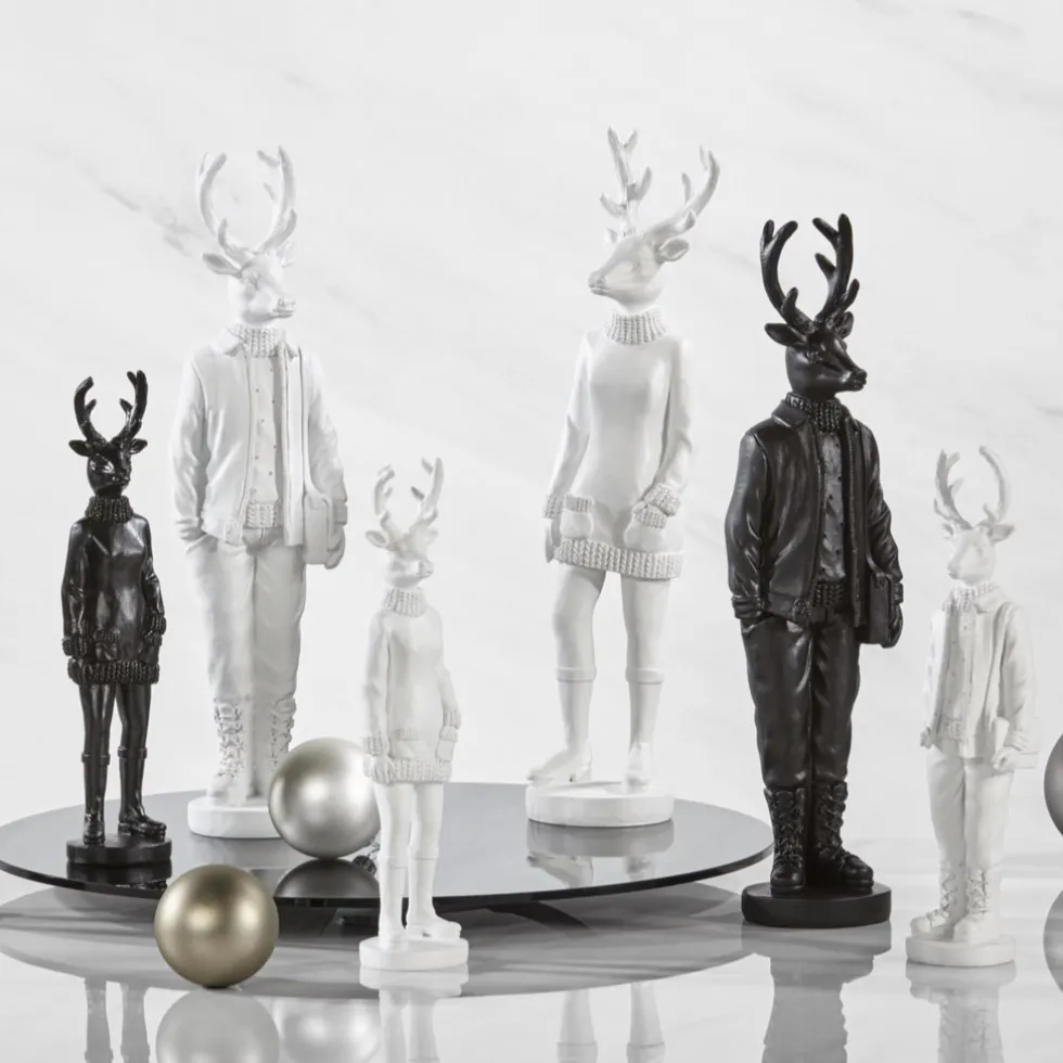 Weihnachtsfigur Hirsch Perkins 2er Set weiß Höhe 35 cm