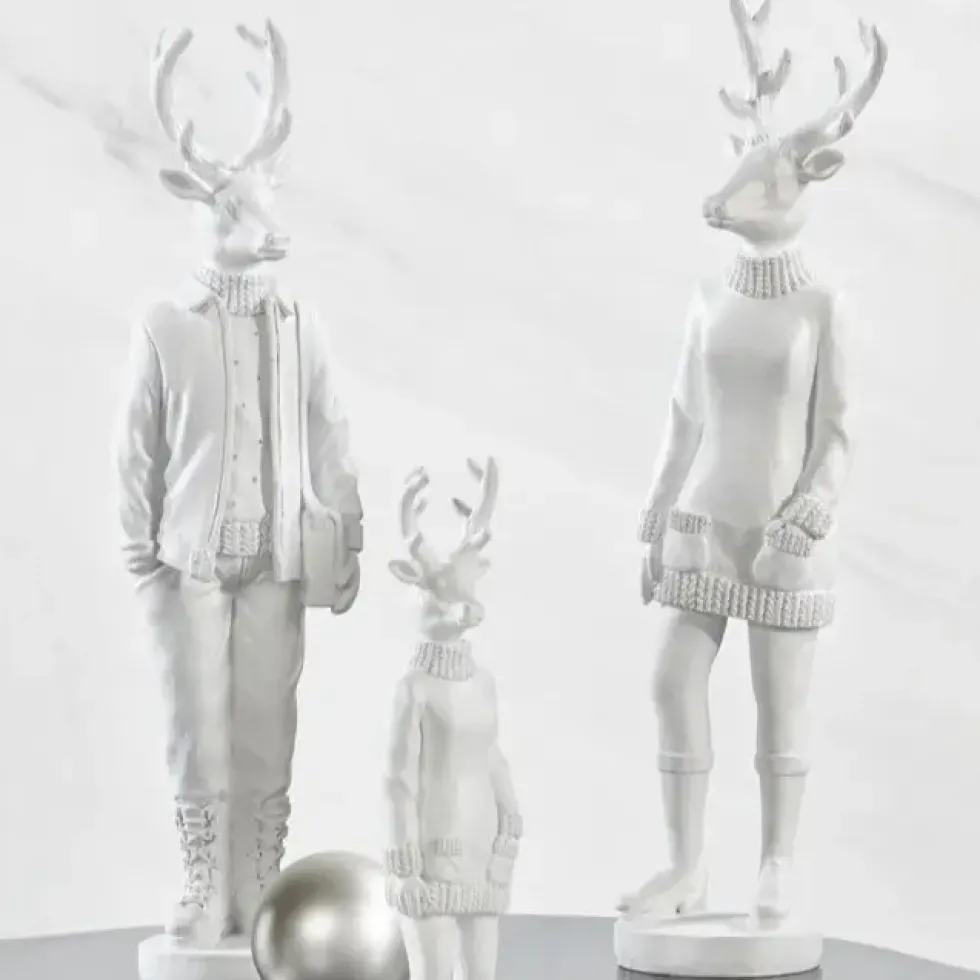 Weihnachtsfigur Hirsch Perkins 2er Set weiß Höhe 35 cm