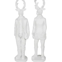 Weihnachtsfigur Hirsch Perkins 2er Set weiß Höhe 35 cm