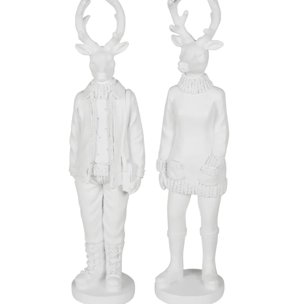 Weihnachtsfigur Hirsch Perkins 2er Set weiß Höhe 35 cm