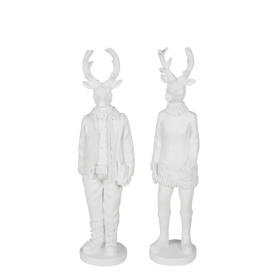 Weihnachtsfigur Hirsch Perkins 2er Set weiß Höhe 35 cm