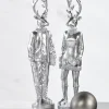 Weihnachtsfigur Hirsch Perkins 2er Set silber H 35 cm