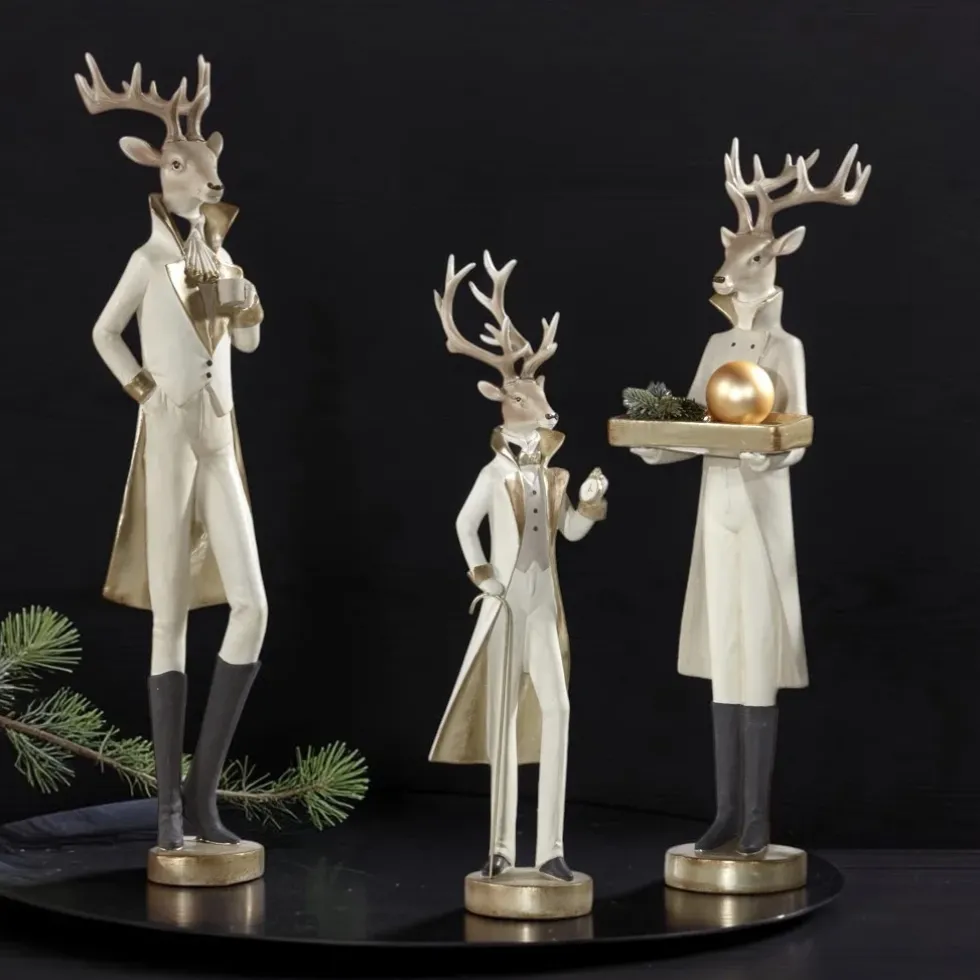 Weihnachtsfigur Hirsch Rovan creme Kaheku