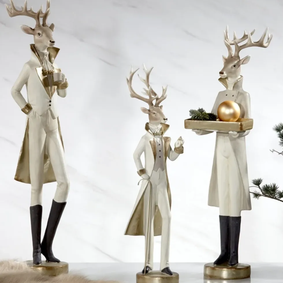 Weihnachtsfigur Hirsch Rovan creme Kaheku