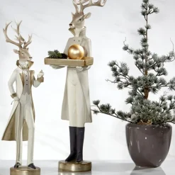Weihnachtsfigur Hirsch Rovan creme Kaheku
