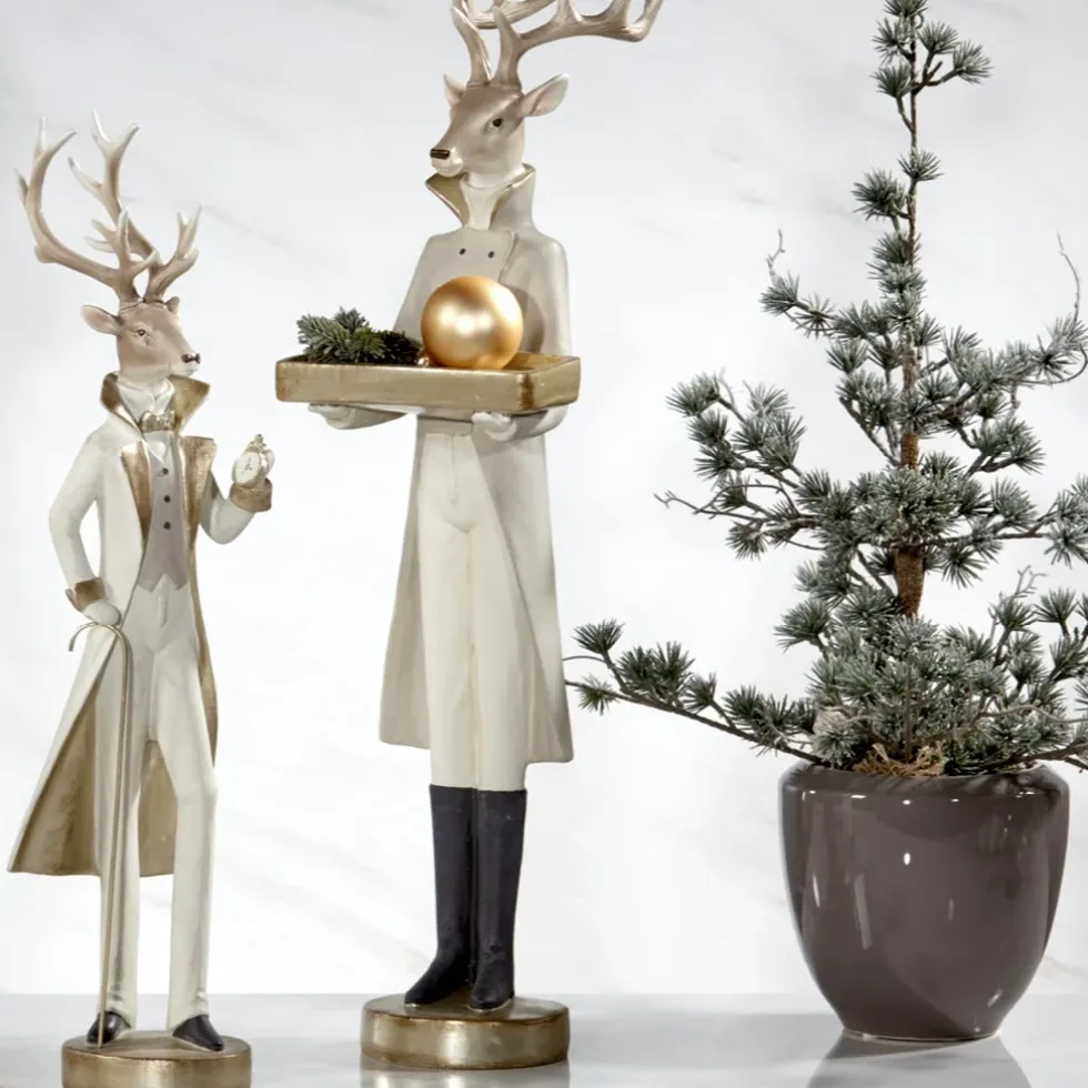 Weihnachtsfigur Hirsch Rovan creme Kaheku