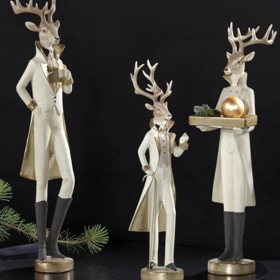 Weihnachtsfigur Hirsch Rovan creme Kaheku