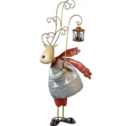 Weihnachtsfigur Metall Rentier mit Laterne H 77 cm