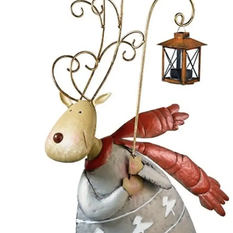 Weihnachtsfigur Metall Rentier mit Laterne H 77 cm