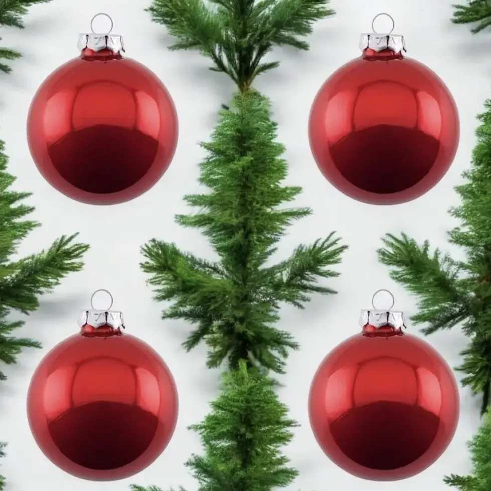 Weihnachtskugel 4er-Set OPAL GiftCompany uni rot ø 6 cm
