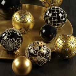 Weihnachtskugeln Glas Thura schwarz 8 cm