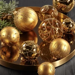 Weihnachtskugeln Glas Zabo gold Durchmesser 8 cm