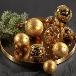 Weihnachtskugeln Glas Zabo gold Durchmesser 8 cm