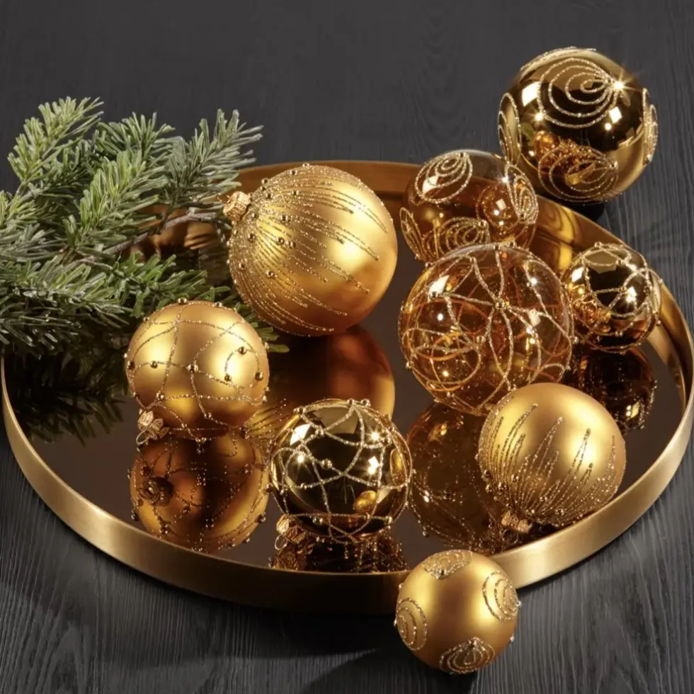 Weihnachtskugeln Glas Zabo gold Durchmesser 8 cm