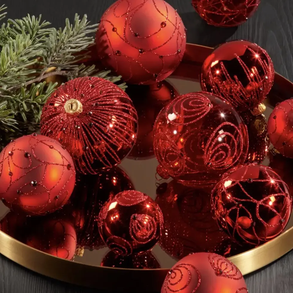 Weihnachtskugeln Glas Zabo rot 8 cm