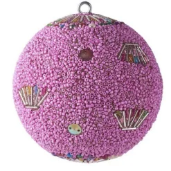 Weihnachtskugel OPIUM GiftCompany Blumenmuster, Perlen, Pailletten, pink ø 10 cm