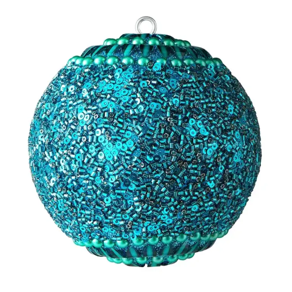 Weihnachtskugel OPIUM GiftCompany Blumenmuster, Perlen, Steine, blau ø 10 cm